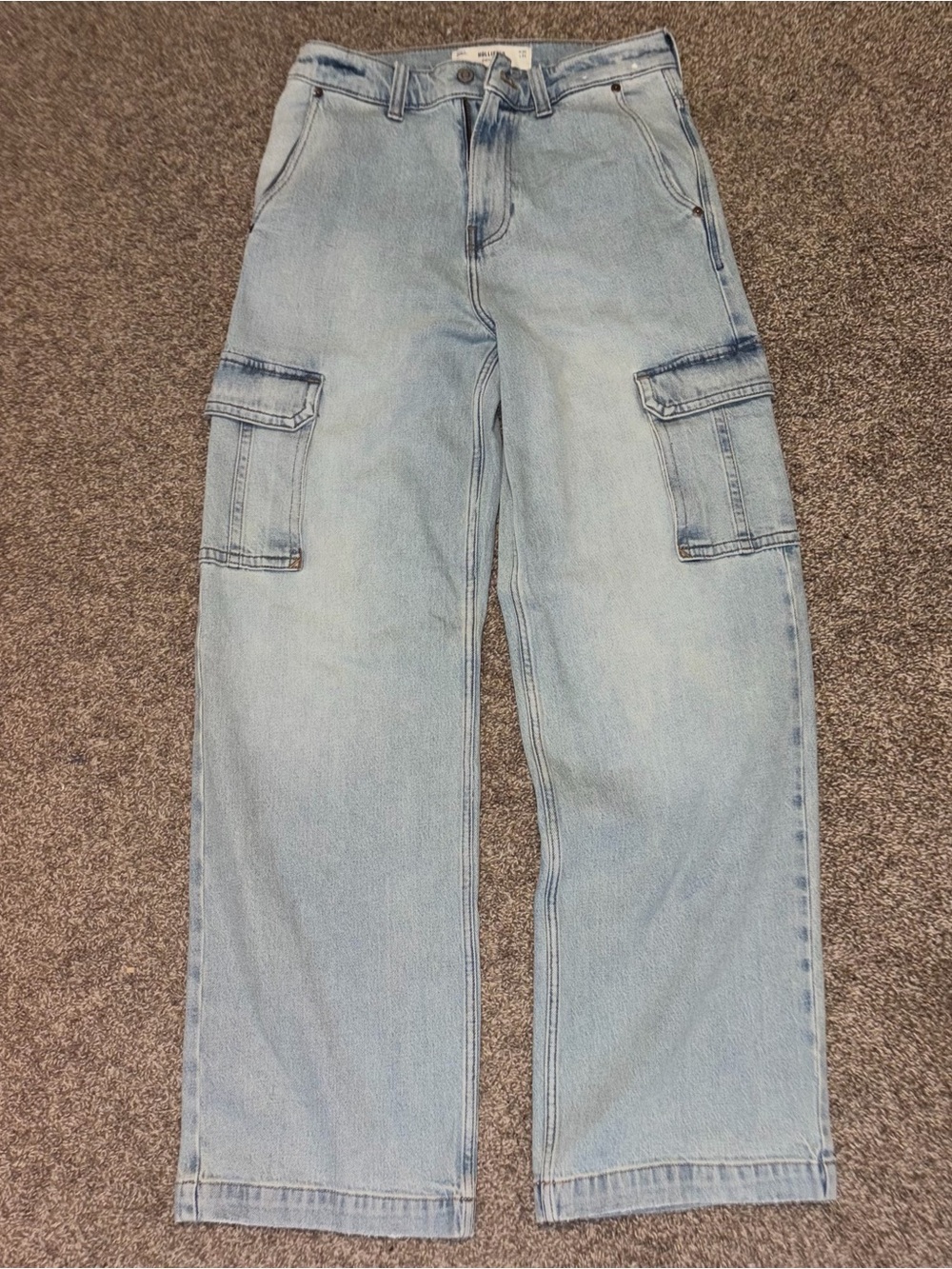 Hollister Light Blue Cargo Jeans for Men - Relaxed Straight Fit